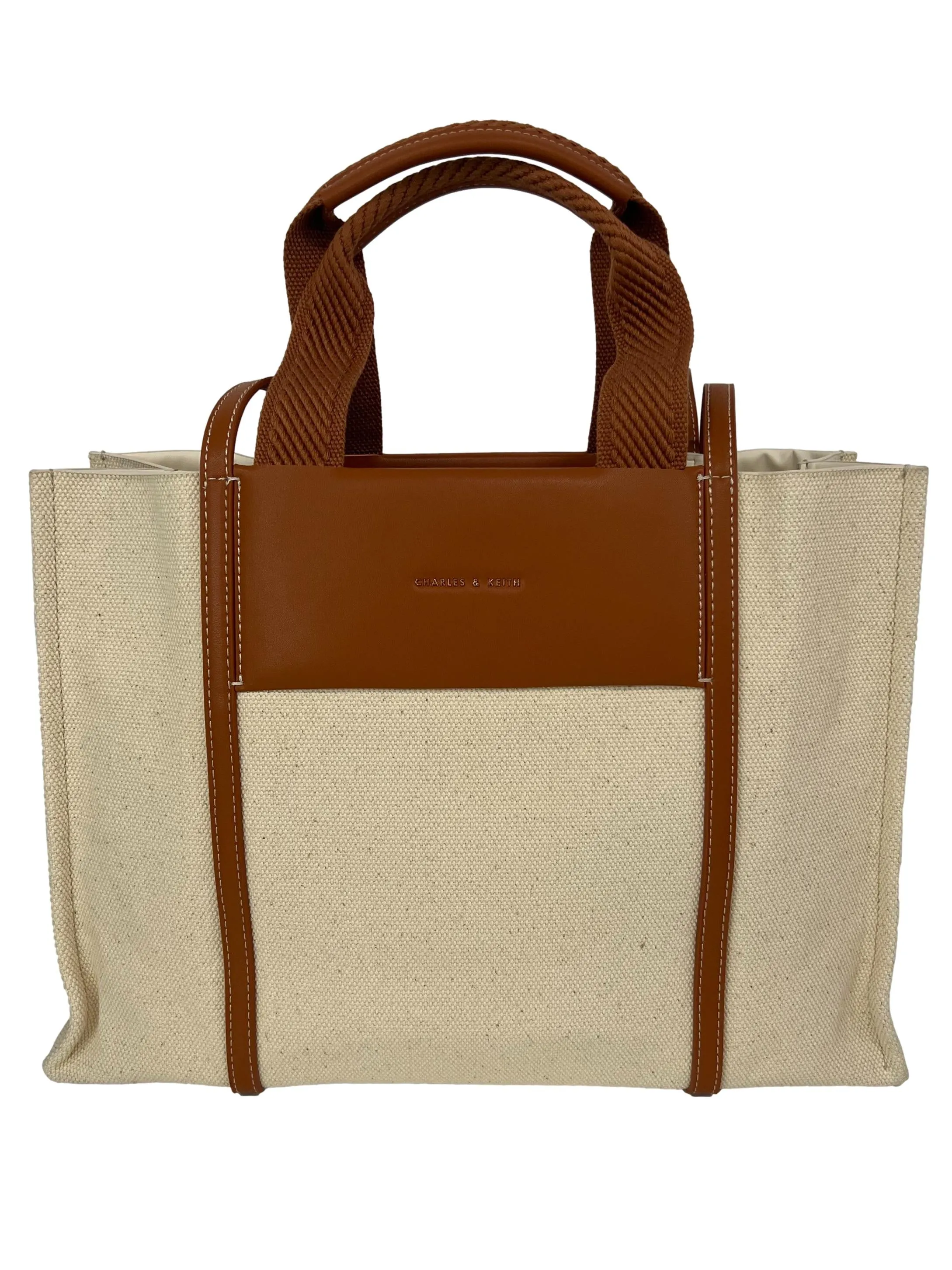 Beige Canvas Shalia Tote Bag