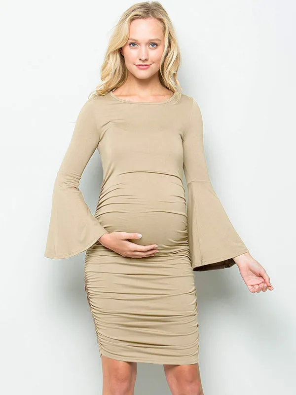 BellyGrace® ChicComfort Ruched Maternity Midi Dress