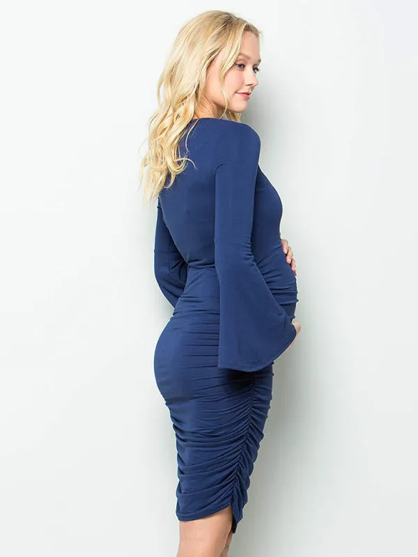 BellyGrace® ChicComfort Ruched Maternity Midi Dress