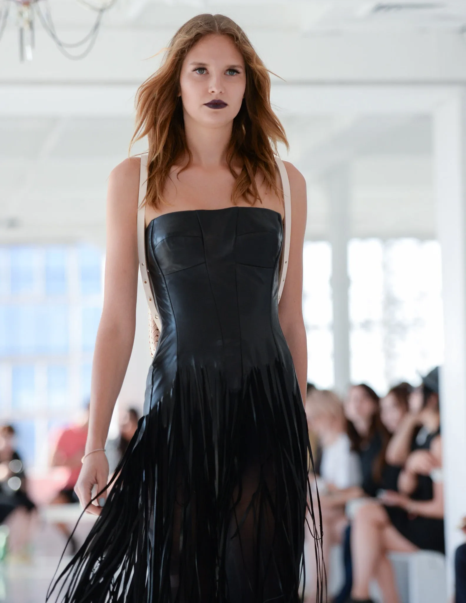 'Belt of Venus' Leather Fringe Corset Dress