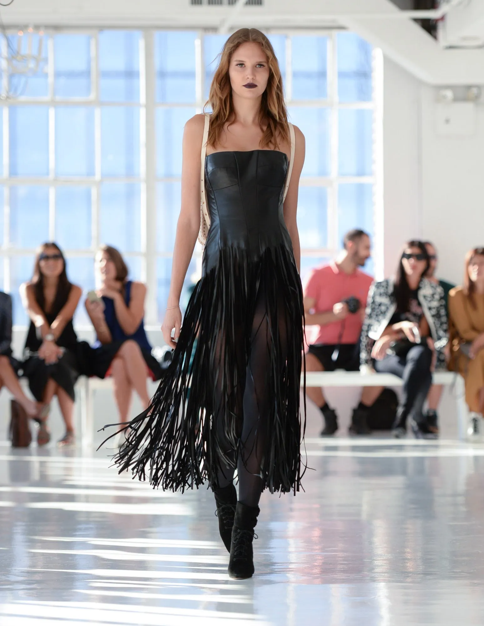 'Belt of Venus' Leather Fringe Corset Dress
