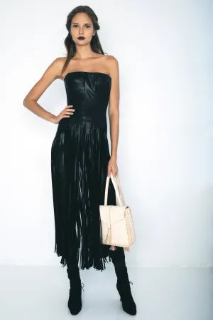 'Belt of Venus' Leather Fringe Corset Dress
