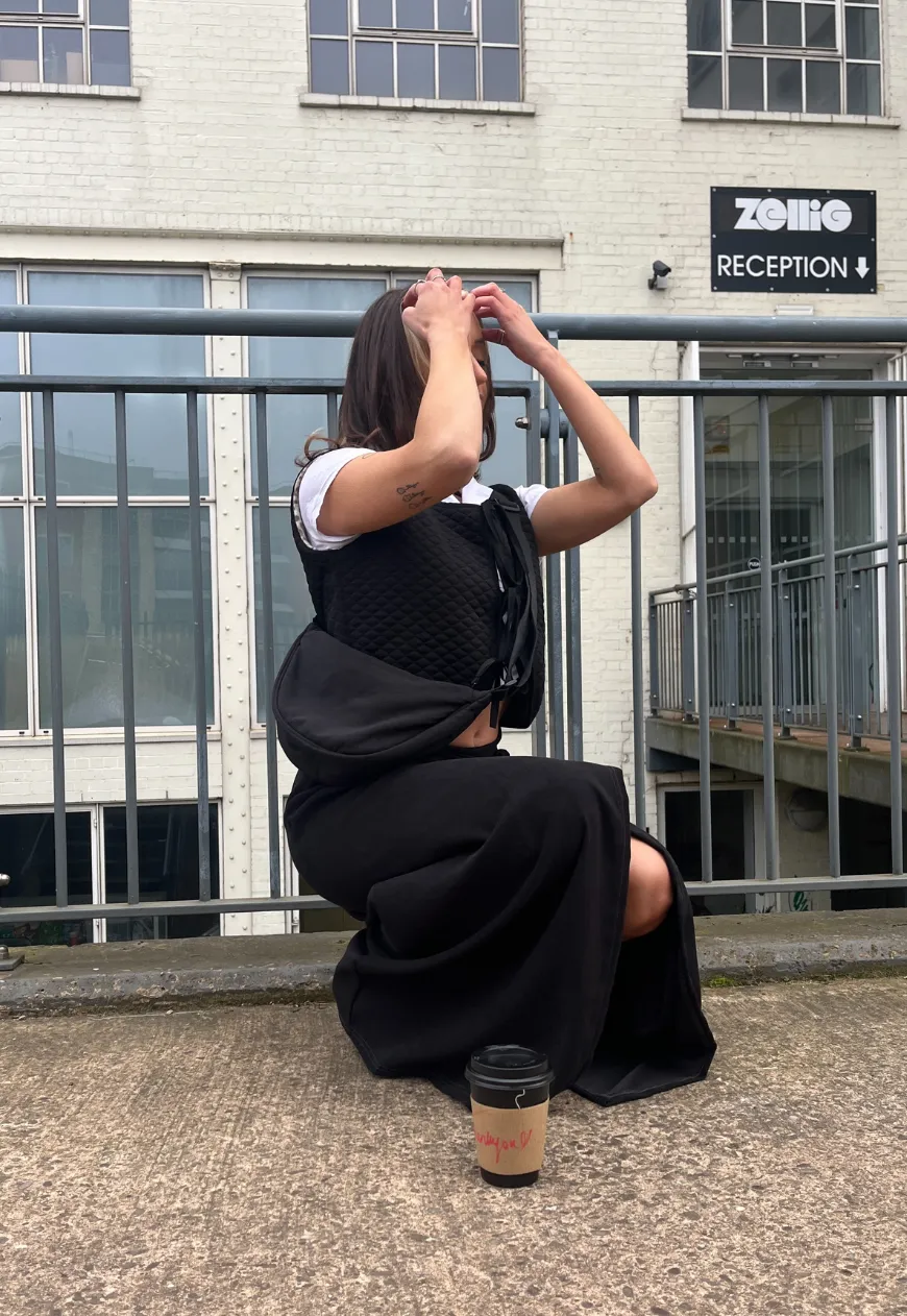 BLACK MOLESKIN MAXI WRAP SKIRT