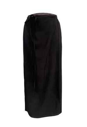 BLACK MOLESKIN MAXI WRAP SKIRT