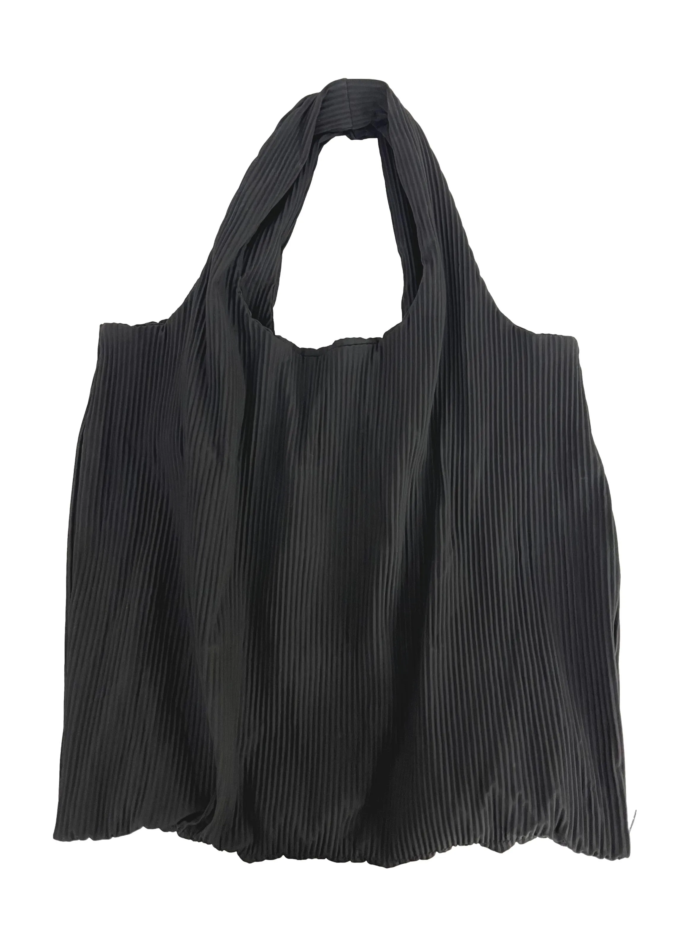 Black Pleated Shopper Bag
