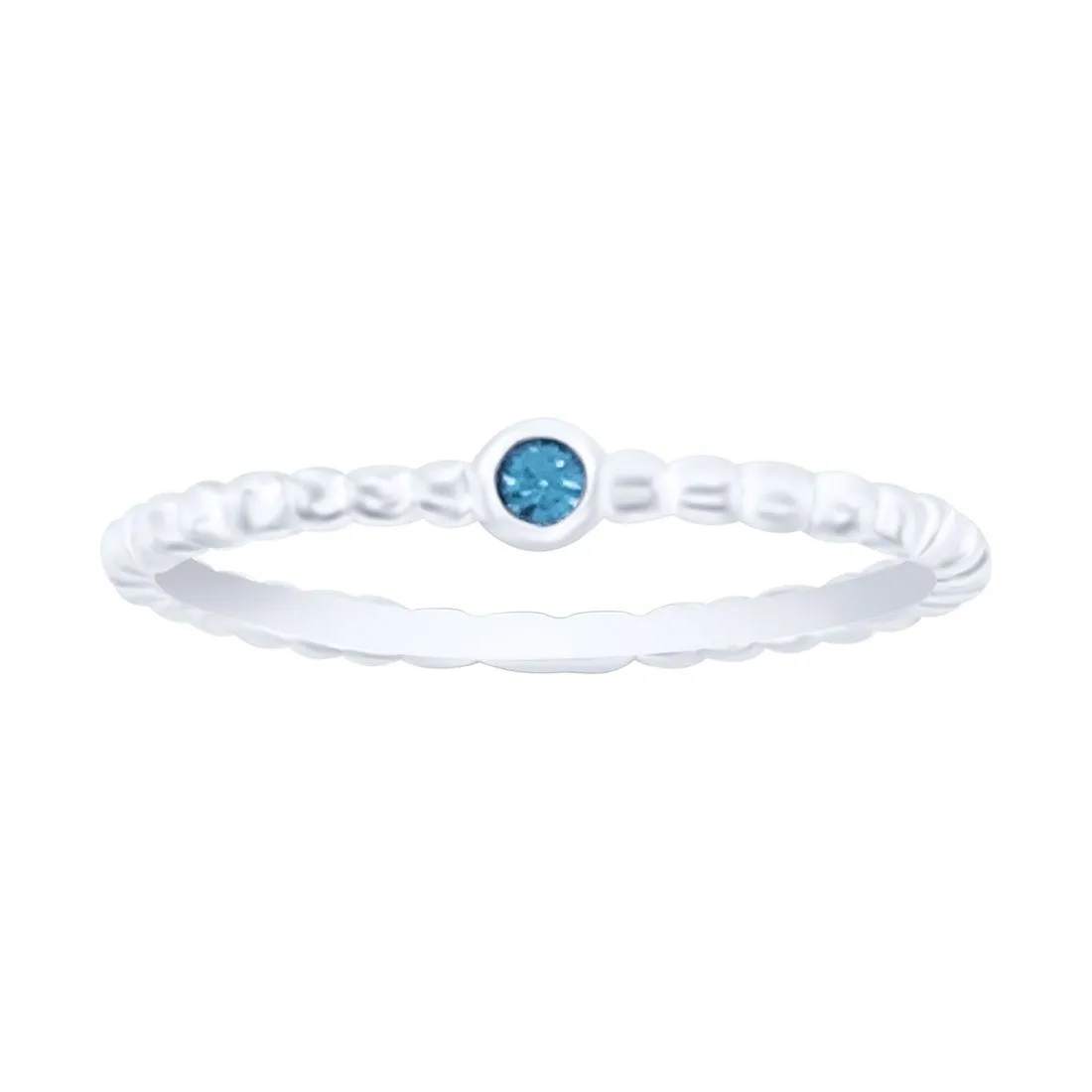 Blue Cubic Zirconia Sterling Silver Ring