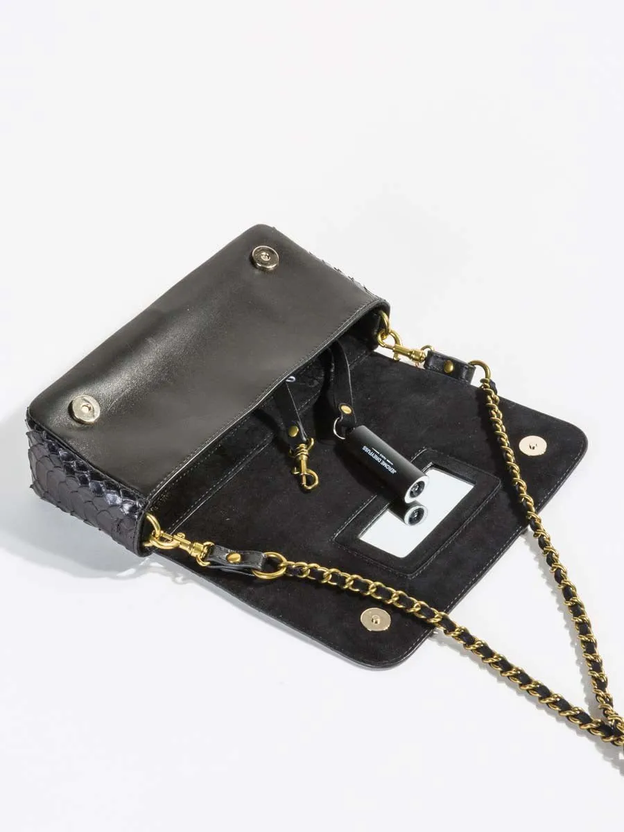 bob crossbody - black python