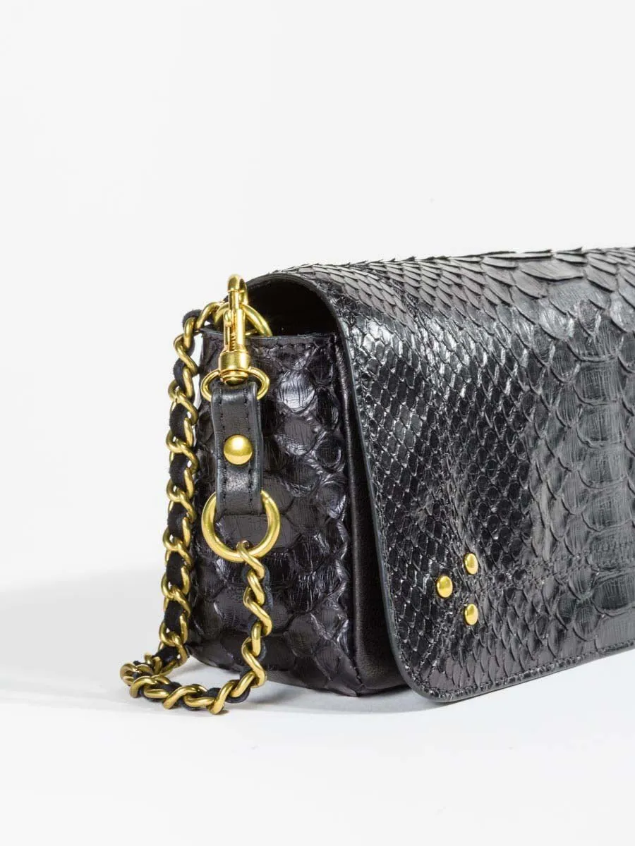 bob crossbody - black python