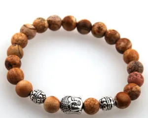 Boho & Mala Men’s Brown Beaded Stone Bracelet
