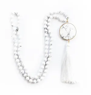 Boho & Mala Natural Tribal Round Howlite Stone Tassel Necklace TN10031