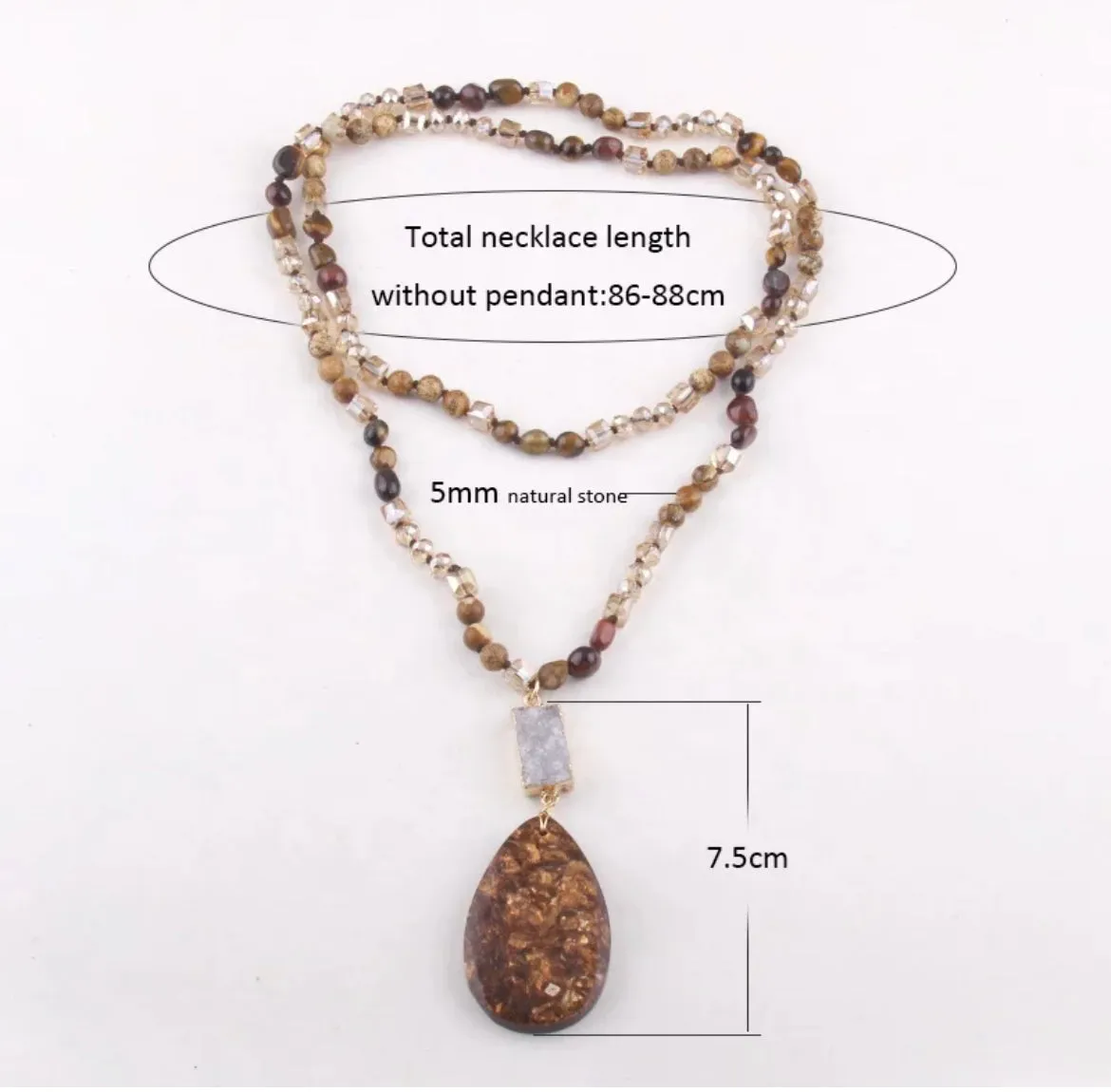 Boho & Mala Tribal Mix Agate Stone Necklace TN10073