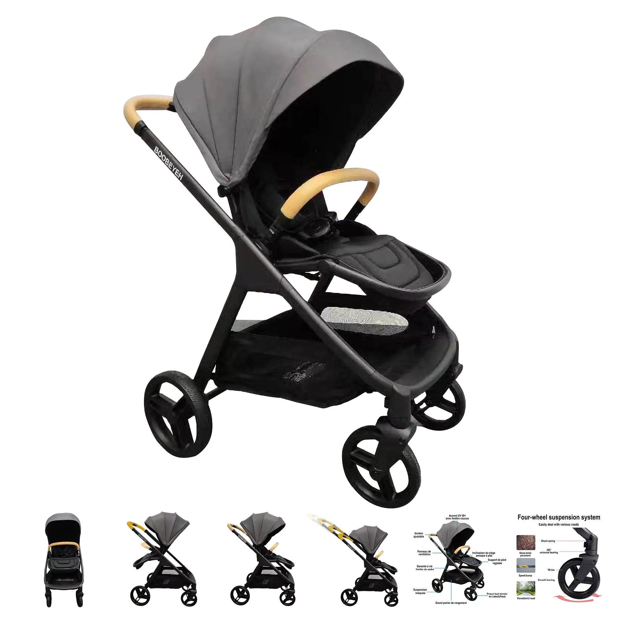 Boobeyeh stroller s1 black and gray