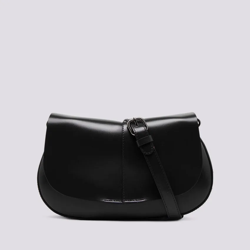 Borsa a spalla Helena Round in pelle nera