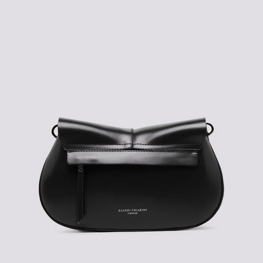 Borsa a spalla Helena Round in pelle nera