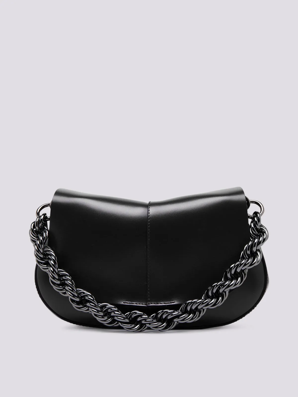 Borsa a spalla Helena Round in pelle nera
