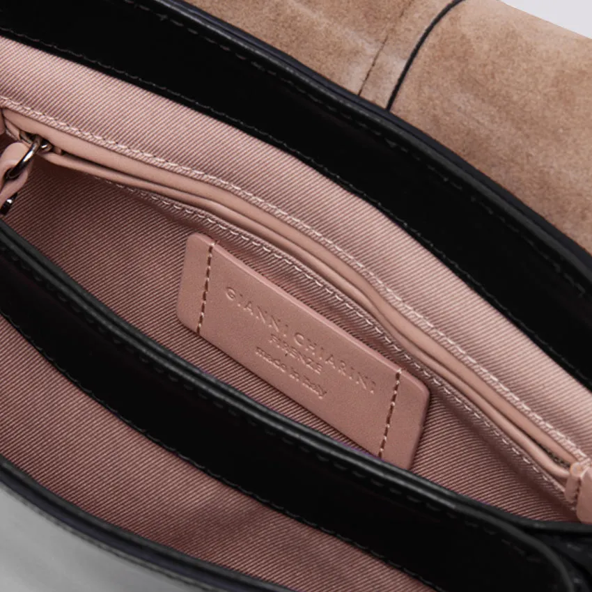 Borsa a spalla Helena Round in pelle nera