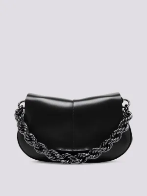 Borsa a spalla Helena Round in pelle nera
