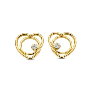Boucles d'oreilles coeur Naiomy - Plaqué or et zircons (N4X56)