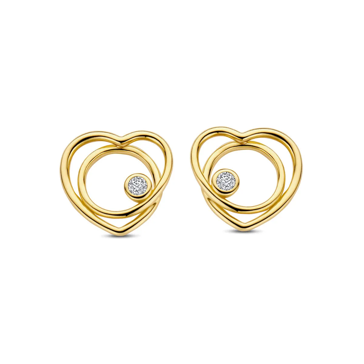Boucles d'oreilles coeur Naiomy - Plaqué or et zircons (N4X56)
