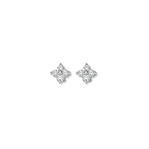 Boucles d'oreilles contre l'oreille - Or Blanc, Diamants (058636A)