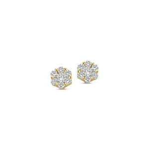 Boucles d'oreilles contre l'oreille - Or Jaune et Diamants (93BD19A)