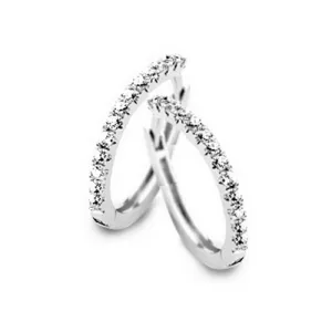 Boucles d'oreilles créoles - Or Blanc 18k, Diamants (J&A1713)