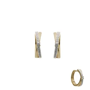 Boucles d'oreilles créoles - Or Jaune 18k 15mm et diamants (065067A)