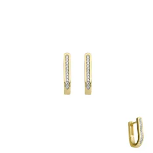 Boucles d'oreilles créoles - Or Jaune 18k 15mm et diamants (067855A)