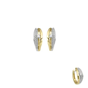 Boucles d'oreilles créoles - Or Jaune 18k 15mm et diamants (067857A)