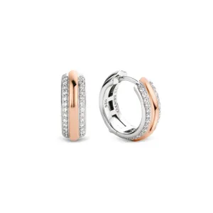 Boucles d'oreilles Créoles TI SENTO - Argent Bicolore Dorée Rosé, zircons (7786ZR)