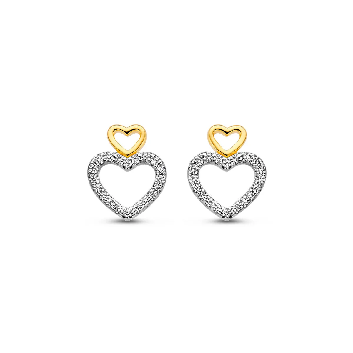 Boucles d'oreilles Cœur Naiomy - Plaqué or et zircons (N4X53)