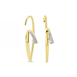 Boucles d'oreilles - Or Jaune et Blanc, Diamants (GO3088)