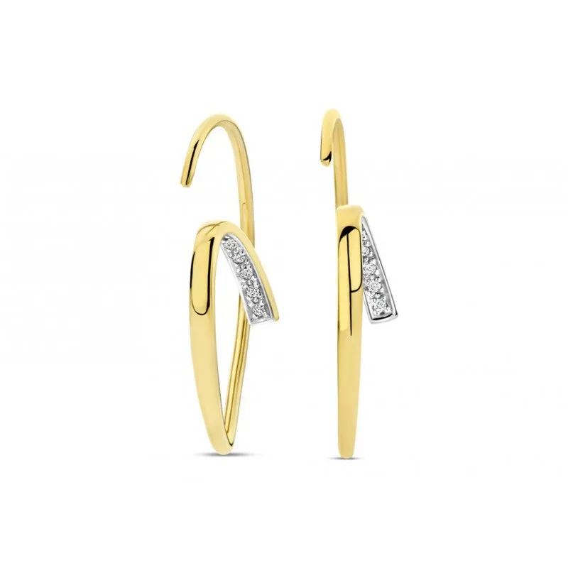 Boucles d'oreilles - Or Jaune et Blanc, Diamants (GO3088)
