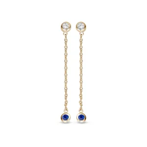 Boucles d'oreilles pendantes - Or Jaune, Diamants et Saphir (061596/SA)