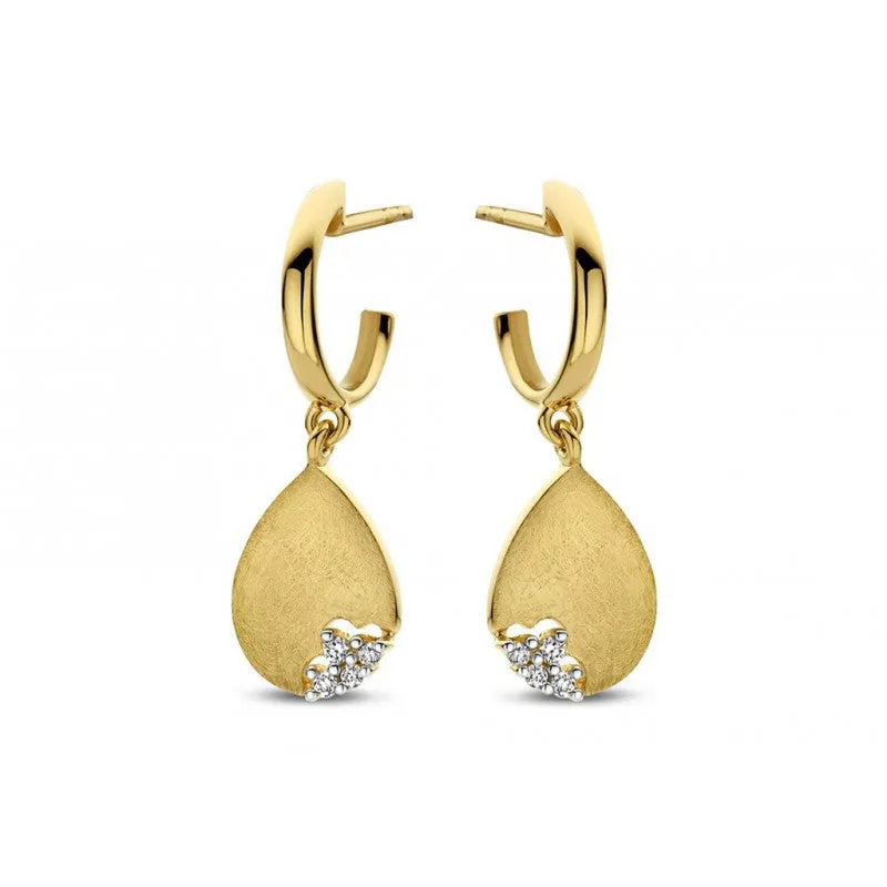 Boucles d'oreilles pendantes - Or Jaune et Blanc, Diamants (GO3545BB)