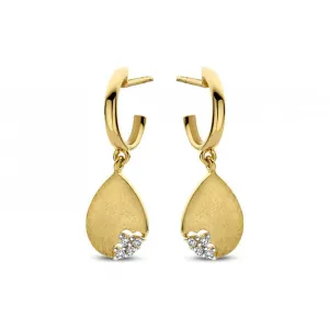 Boucles d'oreilles pendantes - Or Jaune et Blanc, Diamants (GO3545BB)