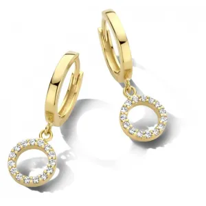 Boucles d'oreilles pendantes - Or Jaune et Blanc, Zircons (GO3450GZ)