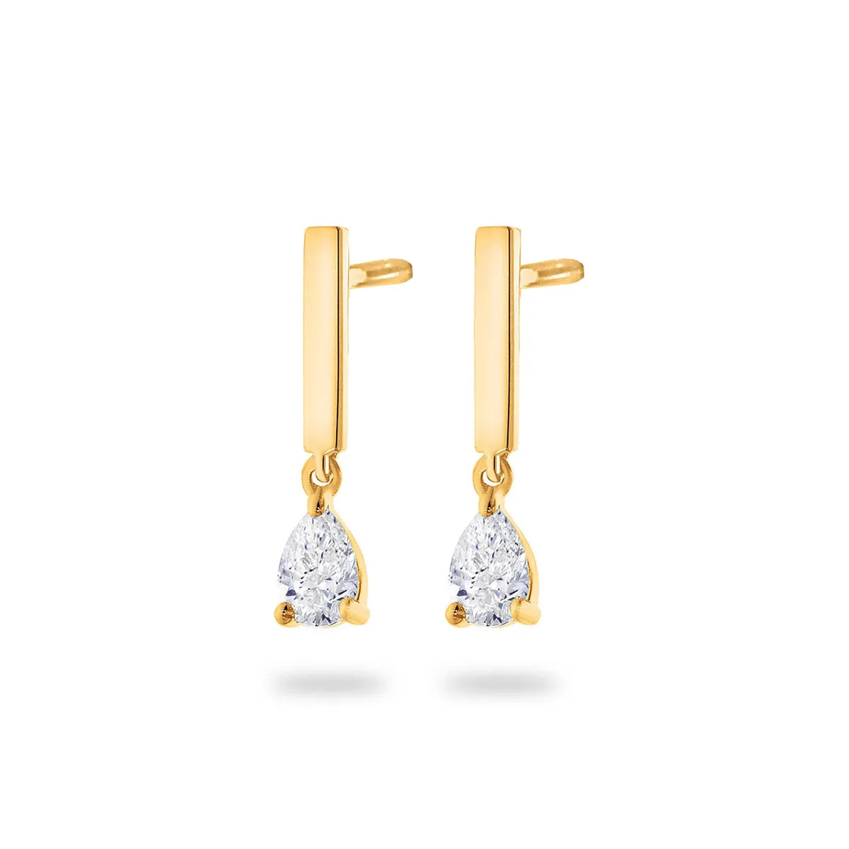 Boucles d'oreilles pendantes - Or Jaune et Diamants (063818A)