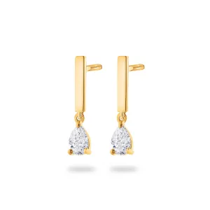 Boucles d'oreilles pendantes - Or Jaune et Diamants (063818A)