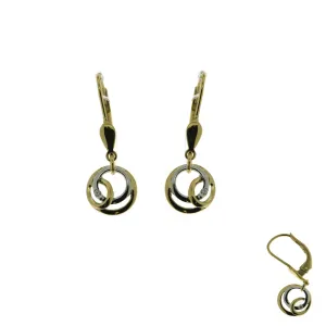 Boucles d'oreilles système - Or Jaune et Blanc, Diamants (055365A)