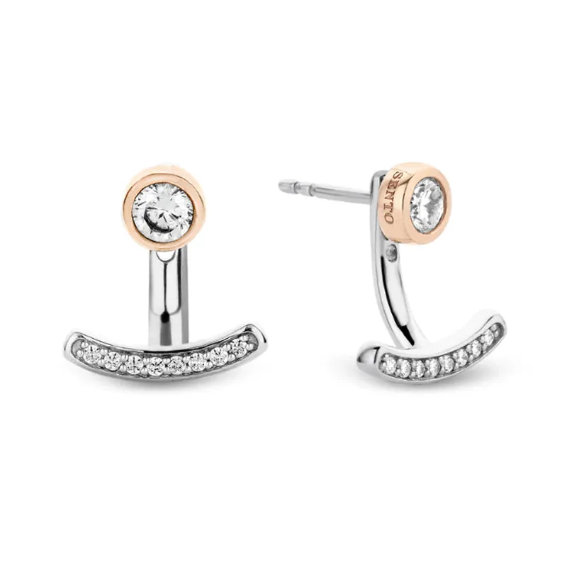 Boucles d'oreilles TI SENTO - Argent Bicolore Dorée Rosé, zircons (7774ZR)