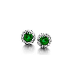 Boucles entourage - Or Jaune et Blanc, Emeraudes (057467/E)