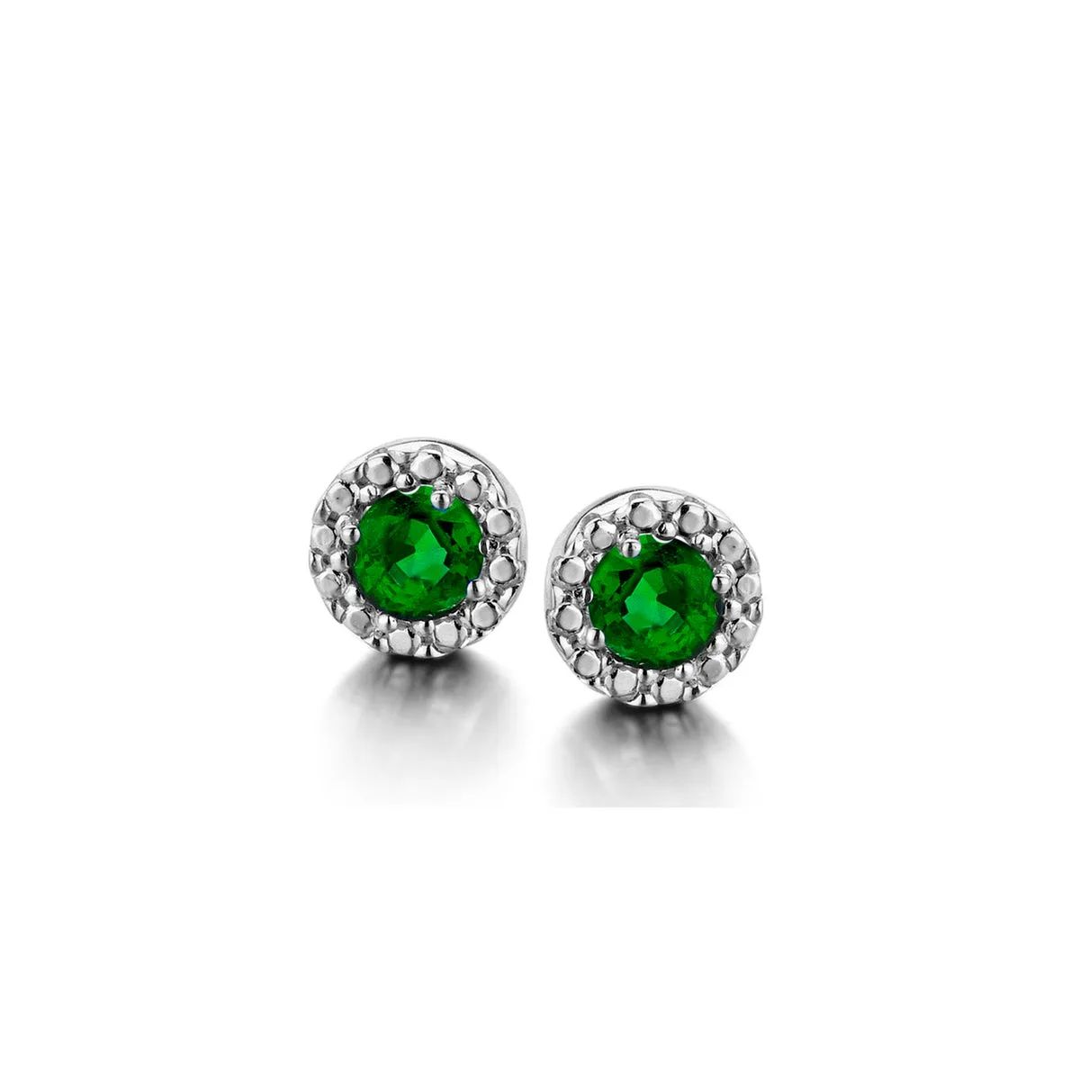 Boucles entourage - Or Jaune et Blanc, Emeraudes (057467/E)