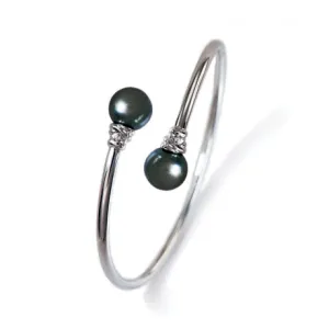 Bracelet Jonc IZA-B - Epure, Argent, Perles de Tahiti (NI-048-BRA)
