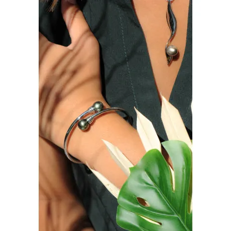 Bracelet Jonc IZA-B - Epure, Argent, Perles de Tahiti (NI-048-BRA)