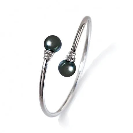 Bracelet Jonc IZA-B - Epure, Argent, Perles de Tahiti (NI-048-BRA)