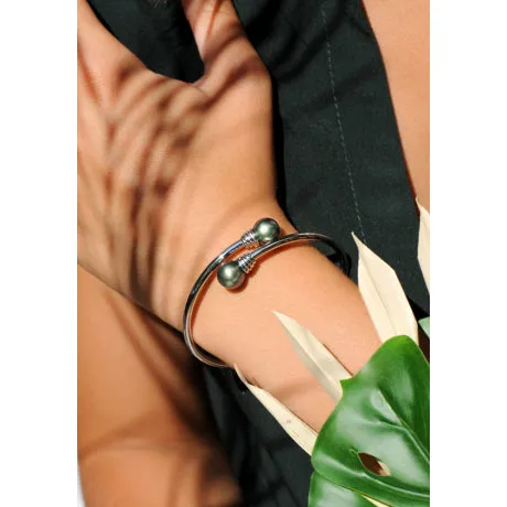 Bracelet Jonc IZA-B - Epure, Argent, Perles de Tahiti (NI-048-BRA)