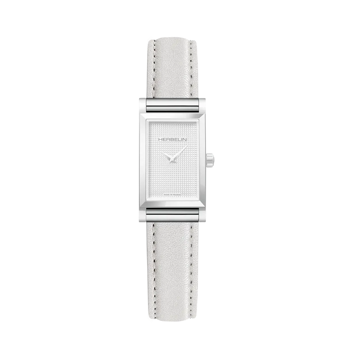 Bracelet montre Antarès Herbelin - Cuir simple blanc émail (BRAC17048A37)