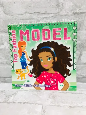 Brand new Top Fashion Model Trace, colour, stick, play activity book! Create your own collection by designing almost 50 trendy outfits for your top models!