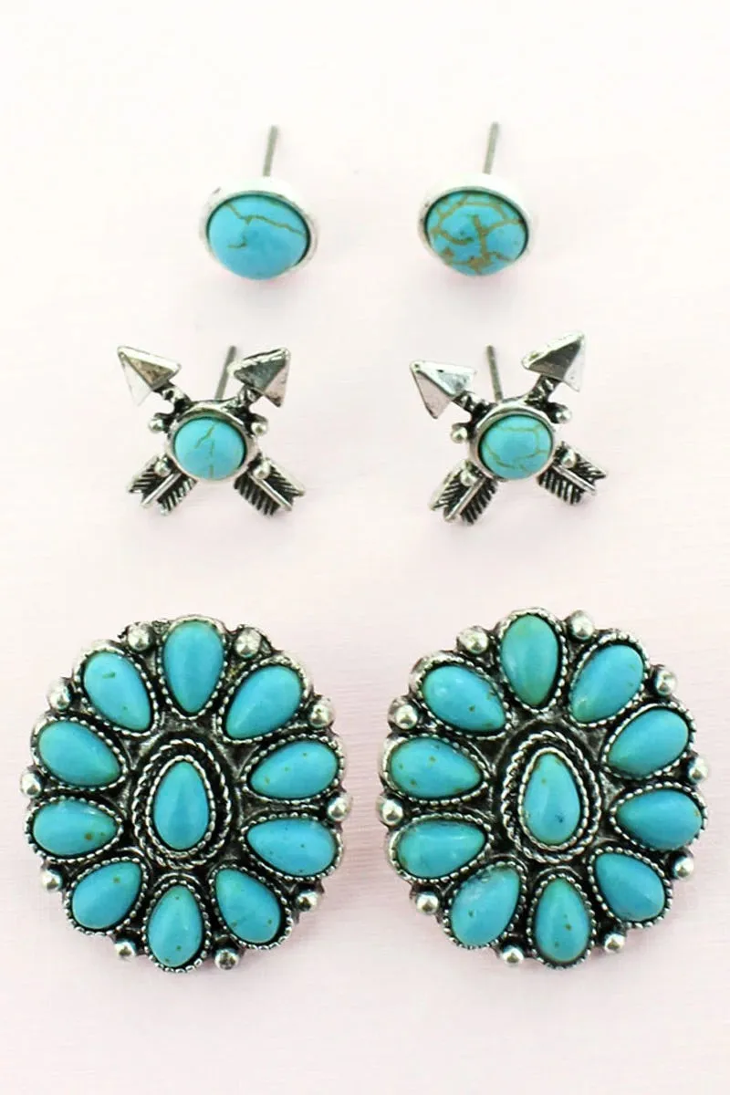 BROKEN ARROW TURQUOISE EARRING SET